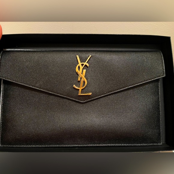 Yves Saint Laurent Handbags - YSK UPTOWN CLUTCH BLACK Grain de Poudre